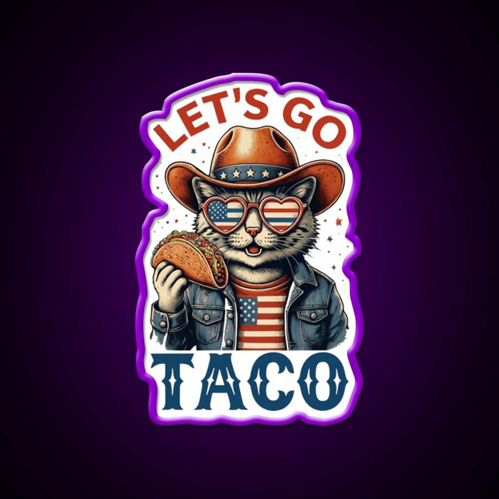 Lets Go Taco Cat Taco Led Neon Sign Rgb Color - Shineneon