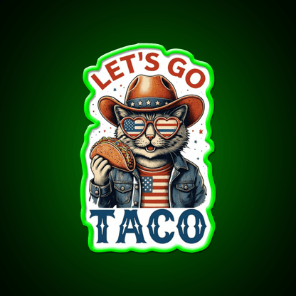 Lets Go Taco Cat Taco Led Neon Sign Rgb Color - Shineneon