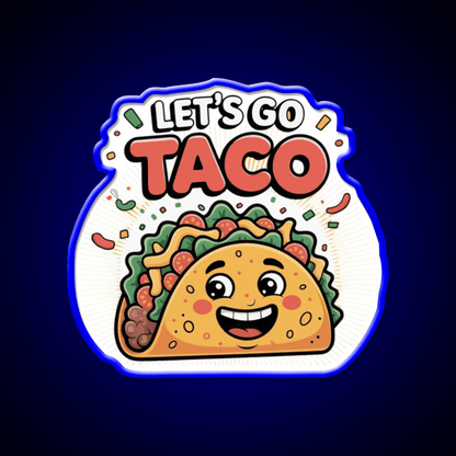 Lets Go Taco Cute Funny Cartoon Taco Led Neon Sign Rgb Color - Shineneon