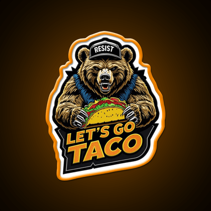 Lets Go Taco Embroidered Bear With Taco Fun Taco Led Neon Sign Rgb Color - Shineneon