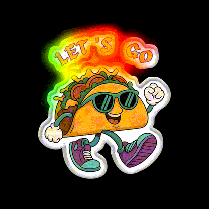 Lets Go Taco Fun Cartoon Taco Character Taco Led Neon Sign Rgb Color - LED neon sign close-up detail