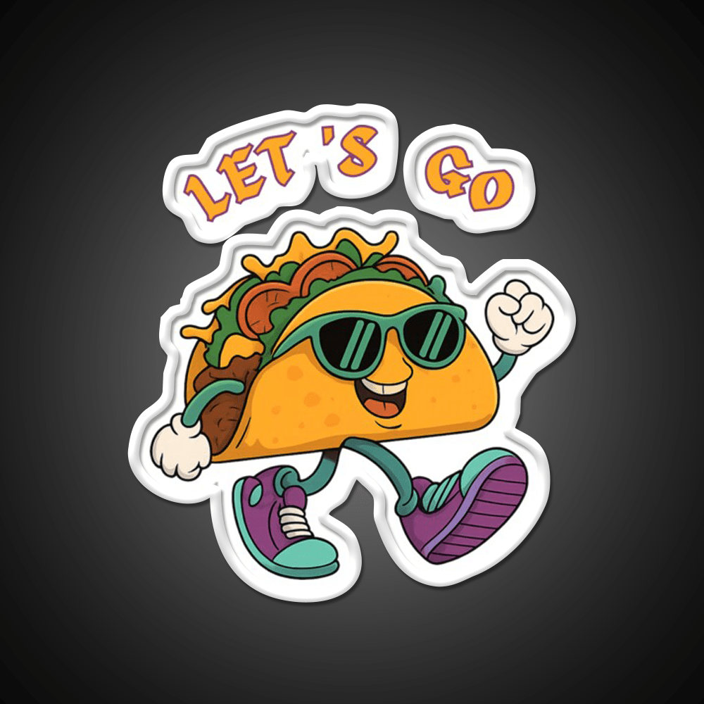 Lets Go Taco Fun Cartoon Taco Character Taco Led Neon Sign Rgb Color - Shineneon