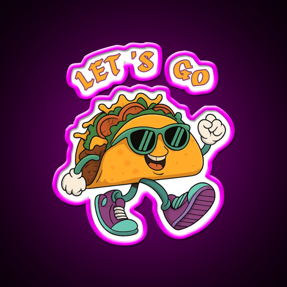 Lets Go Taco Fun Cartoon Taco Character Taco Led Neon Sign Rgb Color - Shineneon