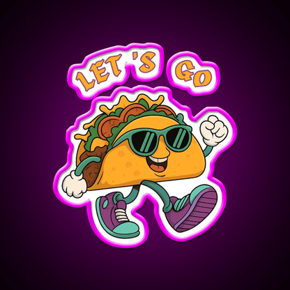 Lets Go Taco Fun Cartoon Taco Character Taco Led Neon Sign Rgb Color - Shineneon