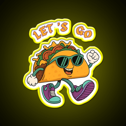 Lets Go Taco Fun Cartoon Taco Character Taco Led Neon Sign Rgb Color - Shineneon