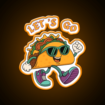 Lets Go Taco Fun Cartoon Taco Character Taco Led Neon Sign Rgb Color - Shineneon