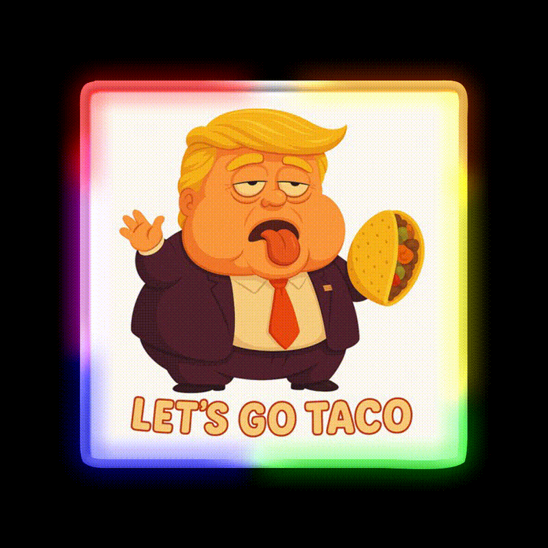 Lets Go Taco Funny Anti Trump Caricature Taco Led Neon Sign Rgb Color - LED neon sign close-up detail