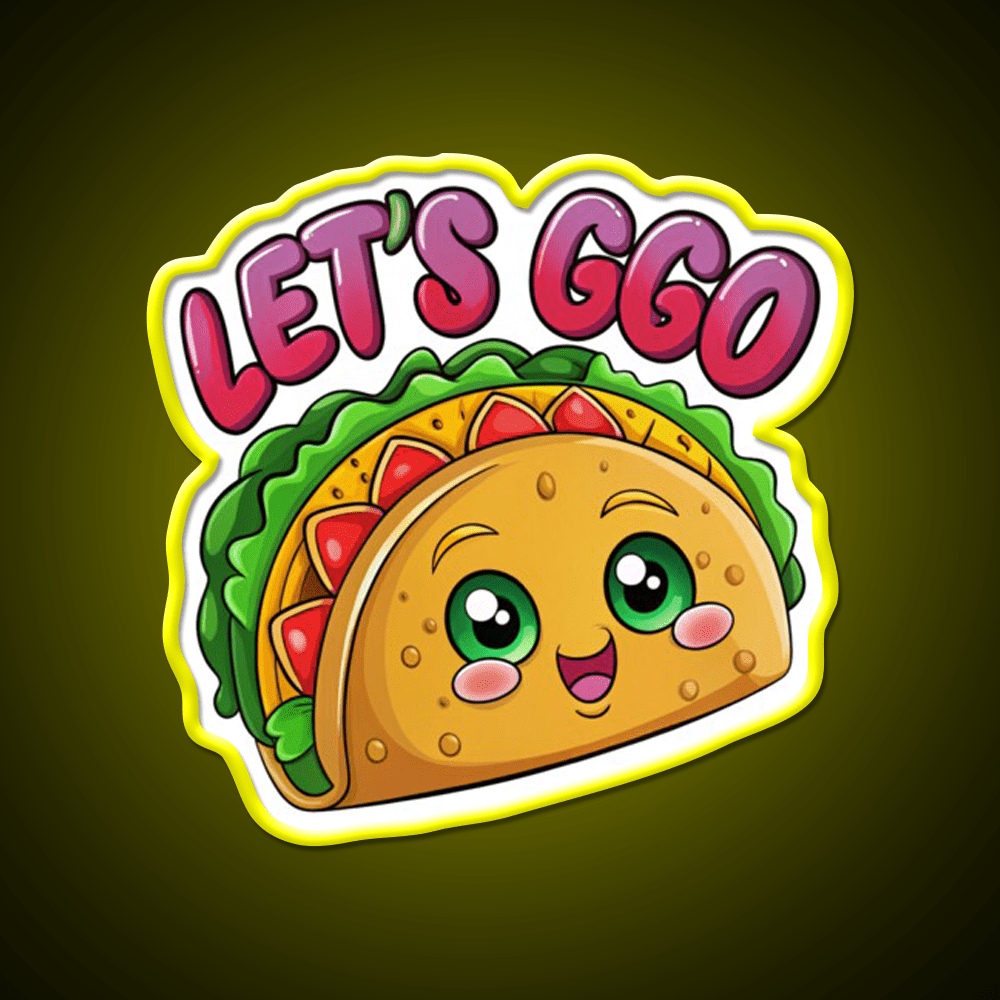 Lets Go Taco Funny Taco Led Neon Sign Mexican Food Sign Wall Art Rgb Color - Shineneon