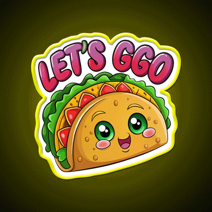 Lets Go Taco Funny Taco Led Neon Sign Mexican Food Sign Wall Art Rgb Color - Custom LED neon sign front view