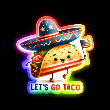 Lets Go Taco Led Neon Sign Mexican Food Sign Food Neon Sign Rgb Color - LED neon sign close-up detail