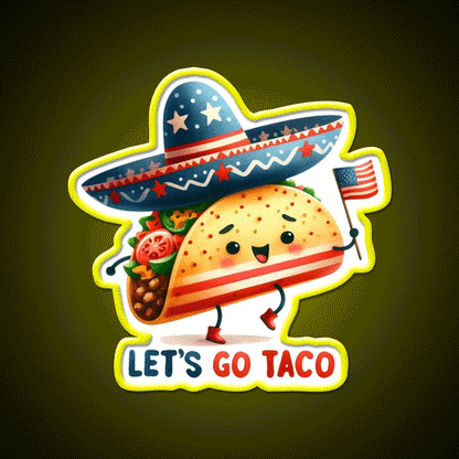 Lets Go Taco Led Neon Sign Mexican Food Sign Food Neon Sign Rgb Color - Custom LED neon sign front view