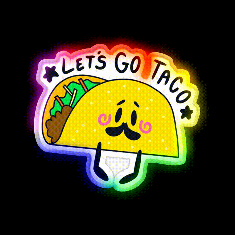 Lets Go Taco Led Neon Sign Mexican Food Sign For Food Truck Rgb Color - LED neon sign close-up detail