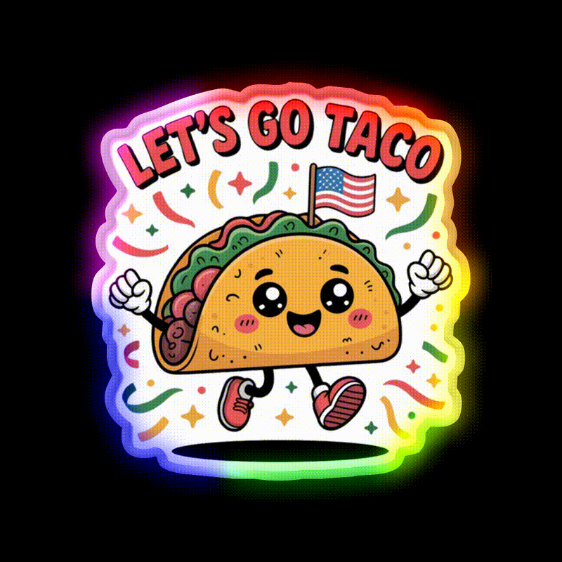 Lets Go Taco Led Neon Sign Mexican Food Sign Kitchen Decor Rgb Color - LED neon sign close-up detail