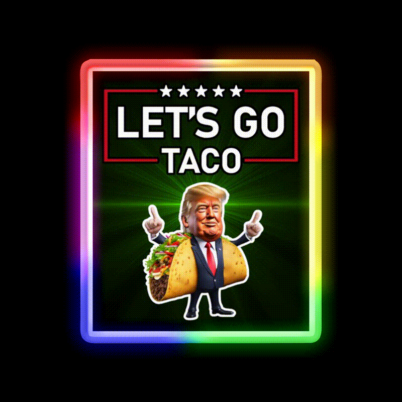 Lets Go Taco Led Neon Sign Mexican Food Sign Taco Fan Rgb Color - LED neon sign close-up detail