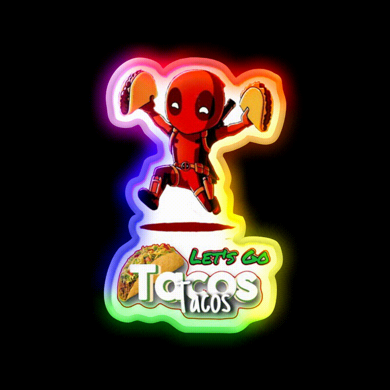 Lets Go Taco Led Neon Sign Mexican Food Sign Wall Light Rgb Color - LED neon sign close-up detail
