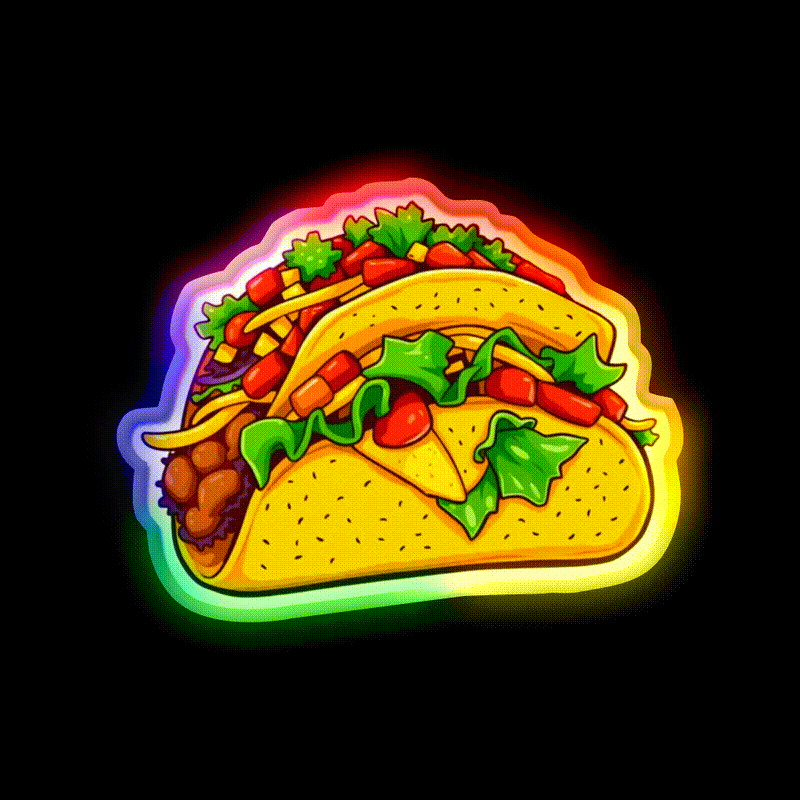 Lets Go Taco Led Neon Sign Mexican Food Sign Wall Sign Kitchen Sign Rgb Color - LED neon sign close-up detail