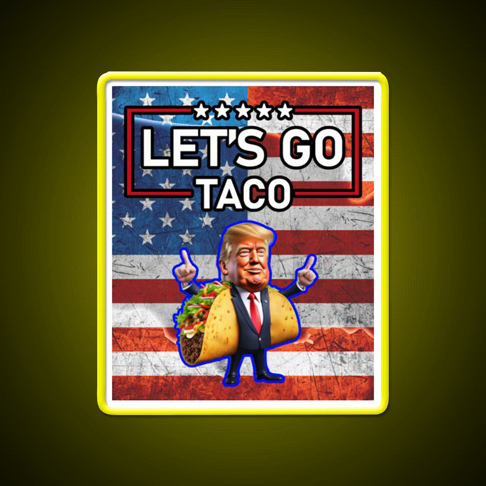Lets Go Taco Led Neon Sign Mexican Food Sign Wall Sign Rgb Color - Custom LED neon sign front view