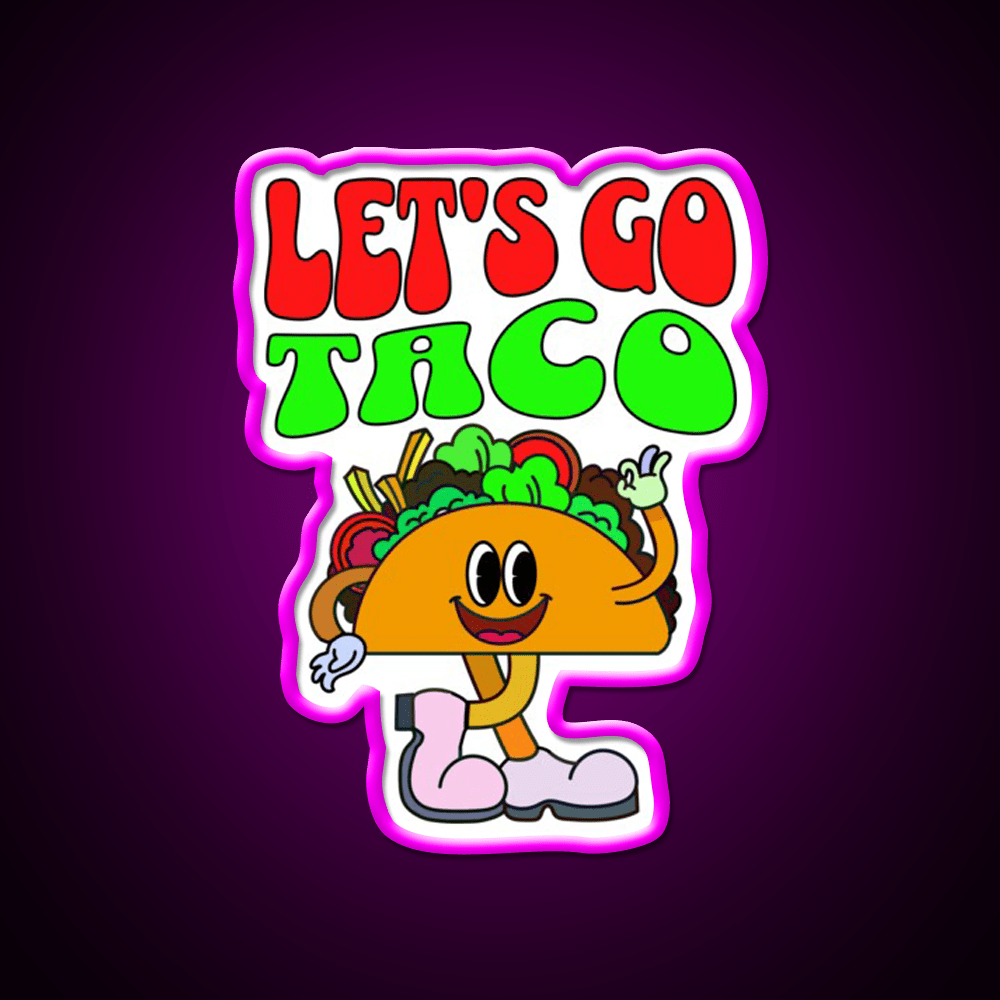 Lets Go Taco Retro 70S Style Taco Led Neon Sign Rgb Color - Shineneon
