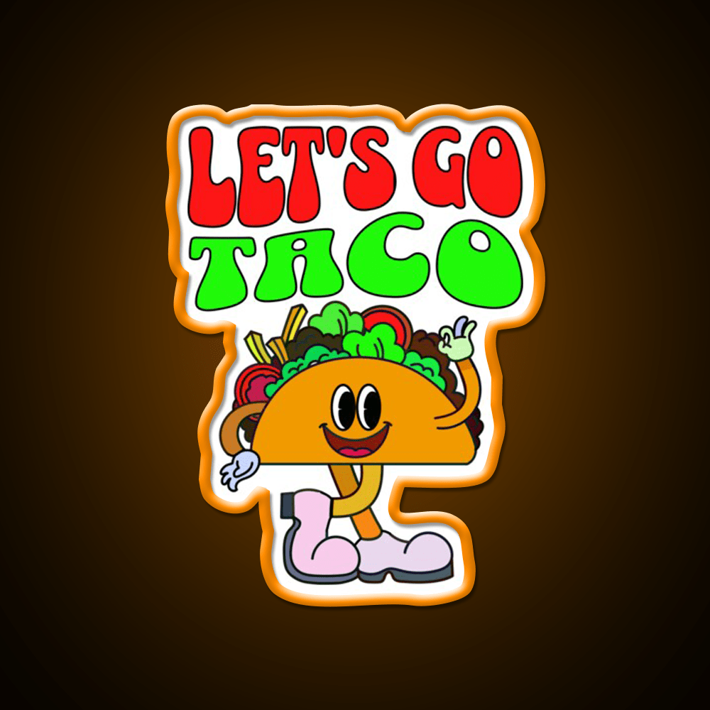 Lets Go Taco Retro 70S Style Taco Led Neon Sign Rgb Color - Shineneon
