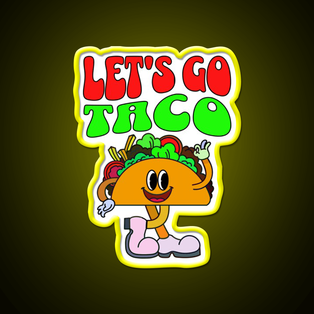 Lets Go Taco Retro 70S Style Taco Led Neon Sign Rgb Color - Shineneon