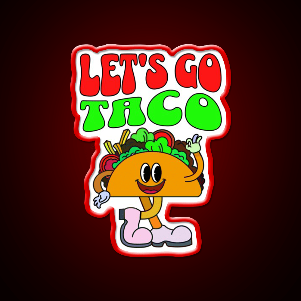 Lets Go Taco Retro 70S Style Taco Led Neon Sign Rgb Color - Shineneon