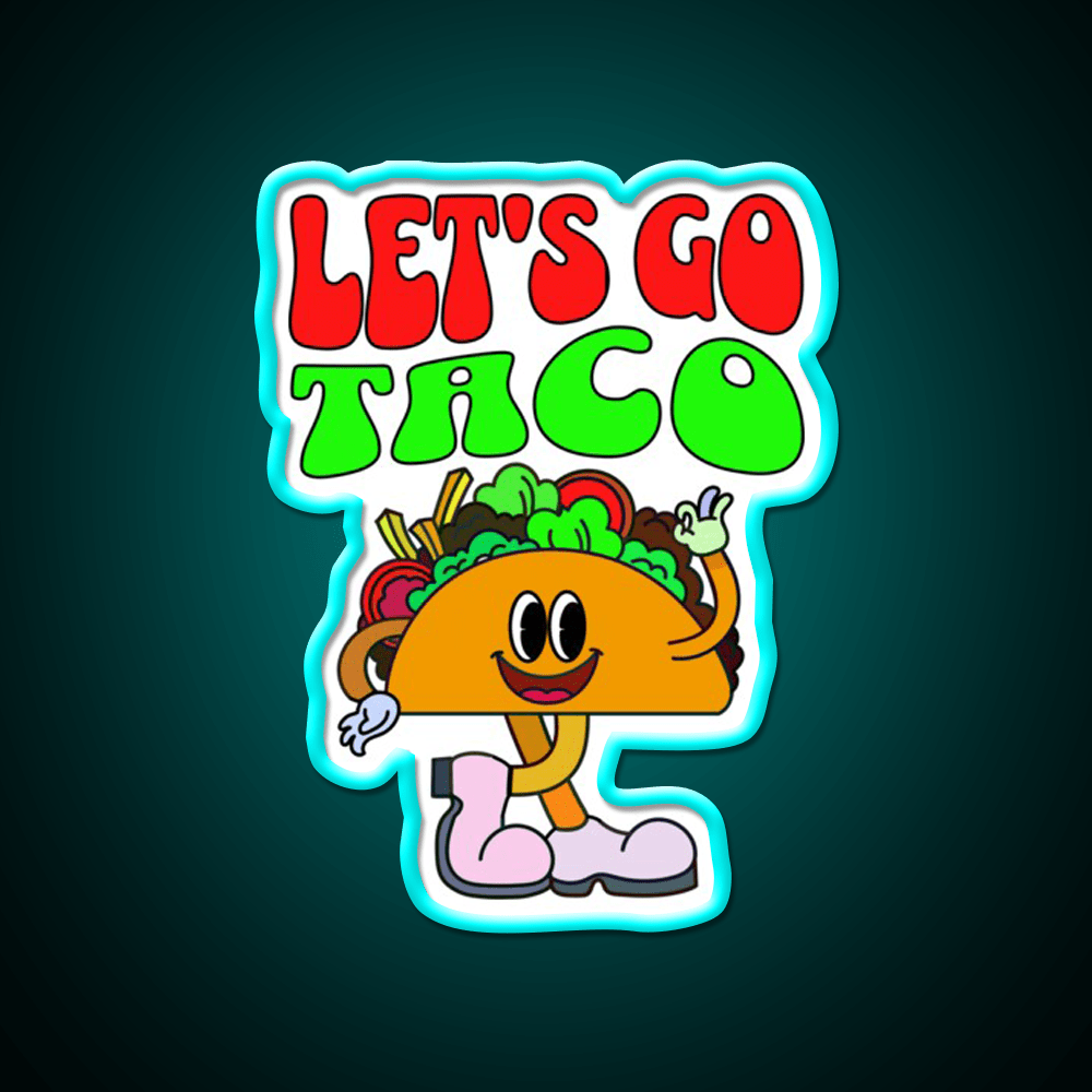 Lets Go Taco Retro 70S Style Taco Led Neon Sign Rgb Color - Shineneon