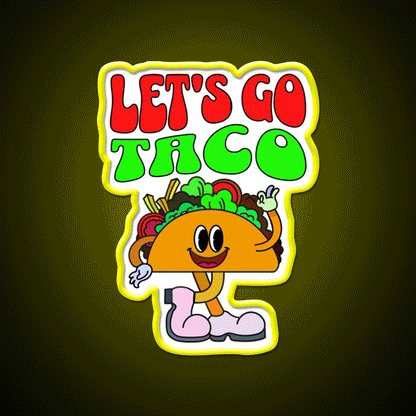 Lets Go Taco Retro 70S Style Taco Led Neon Sign Rgb Color
