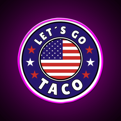 Lets Go Taco Round Style 2 Taco Led Neon Sign Rgb Color - Shineneon