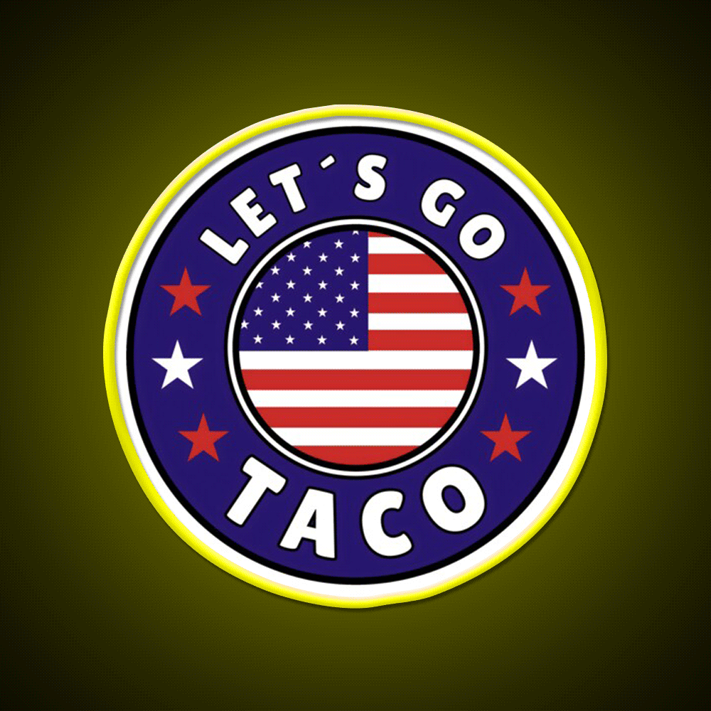 Lets Go Taco Round Style 2 Taco Led Neon Sign Rgb Color - Custom LED neon sign front view