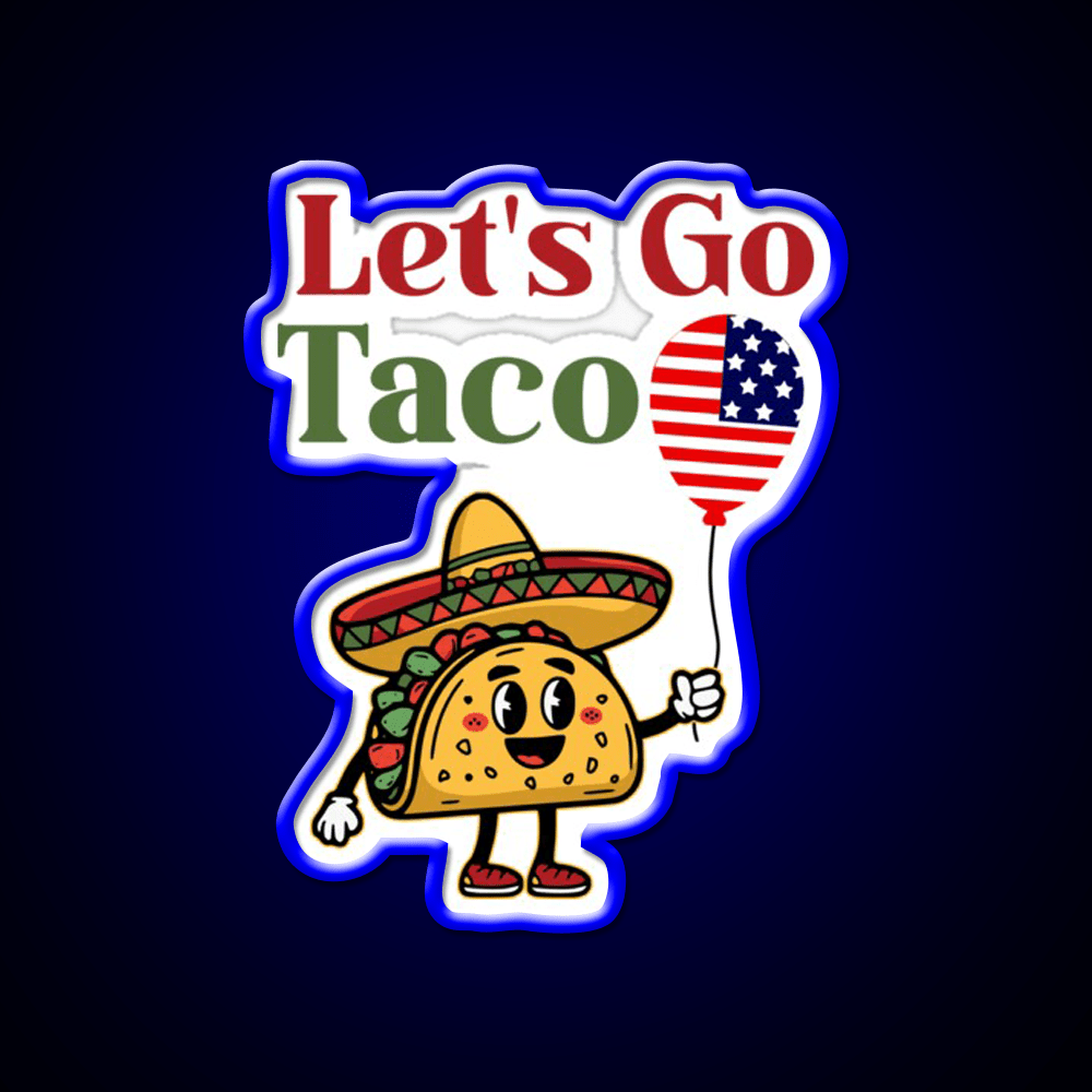 Lets Go Taco Usa Flag 4Th July Taco Led Neon Sign Rgb Color - Shineneon