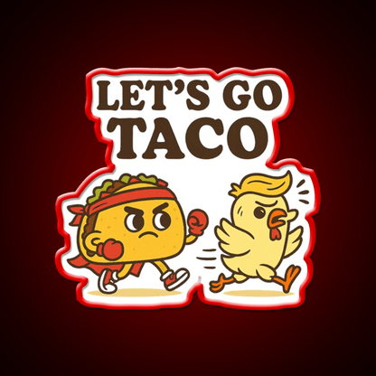 Lets Go Taco Vs Chicken Cartoon Taco Led Neon Sign Rgb Color - Shineneon