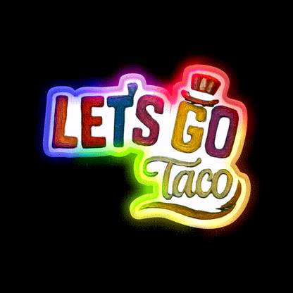 Lets Go Taco Water Color Taco Led Neon Sign Rgb Color - LED neon sign close-up detail