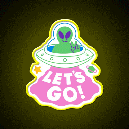 Lets Go Ufo Taco Led Neon Sign Mexican Food Sign Rgb Color - Custom LED neon sign front view