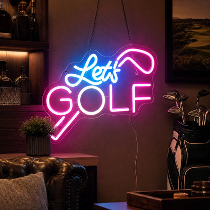 Lets Golf Neon Sign LED Neon Sign real lifestyle scene