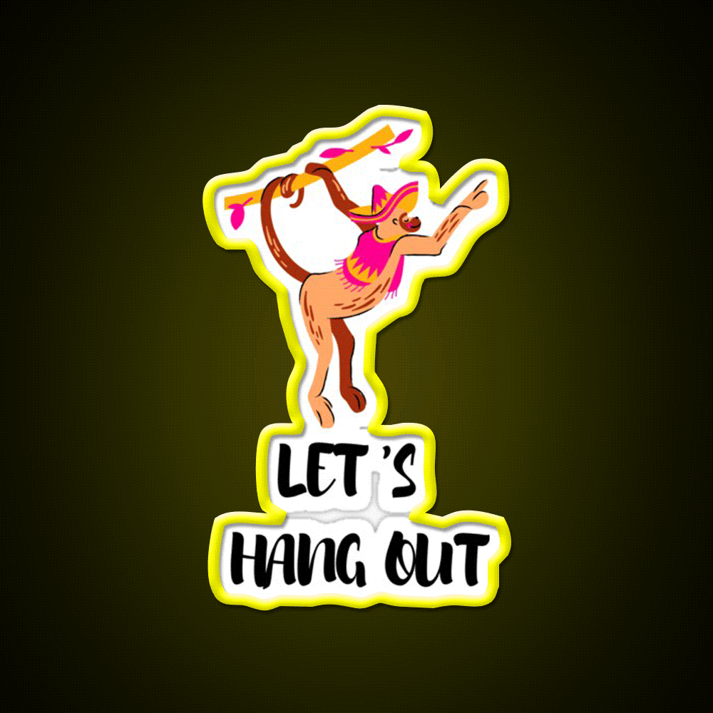 Lets Hang Out Taco Led Neon Sign Mexican Food Sign Rgb Color - Custom LED neon sign front view