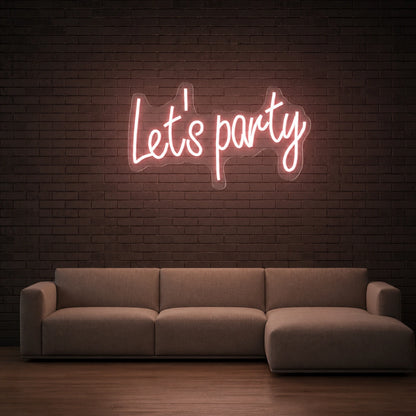 Lets Party Flowing Script LED Neon Sign color grid