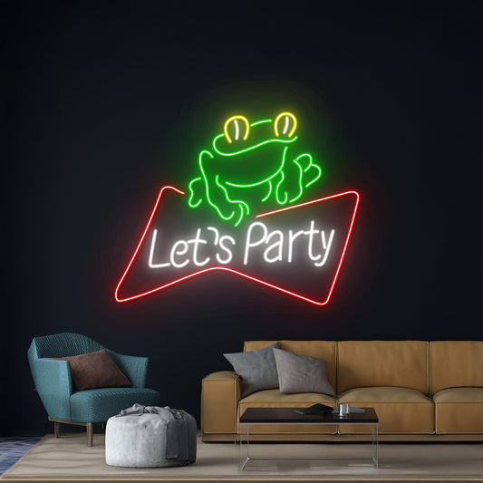 Lets Party Frog Neon Light