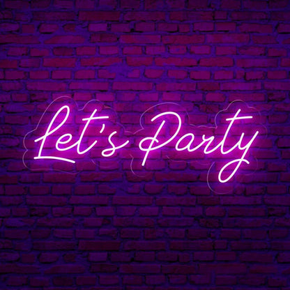 Lets Party Led Neon Sign Large Wall Decor | Shineneon