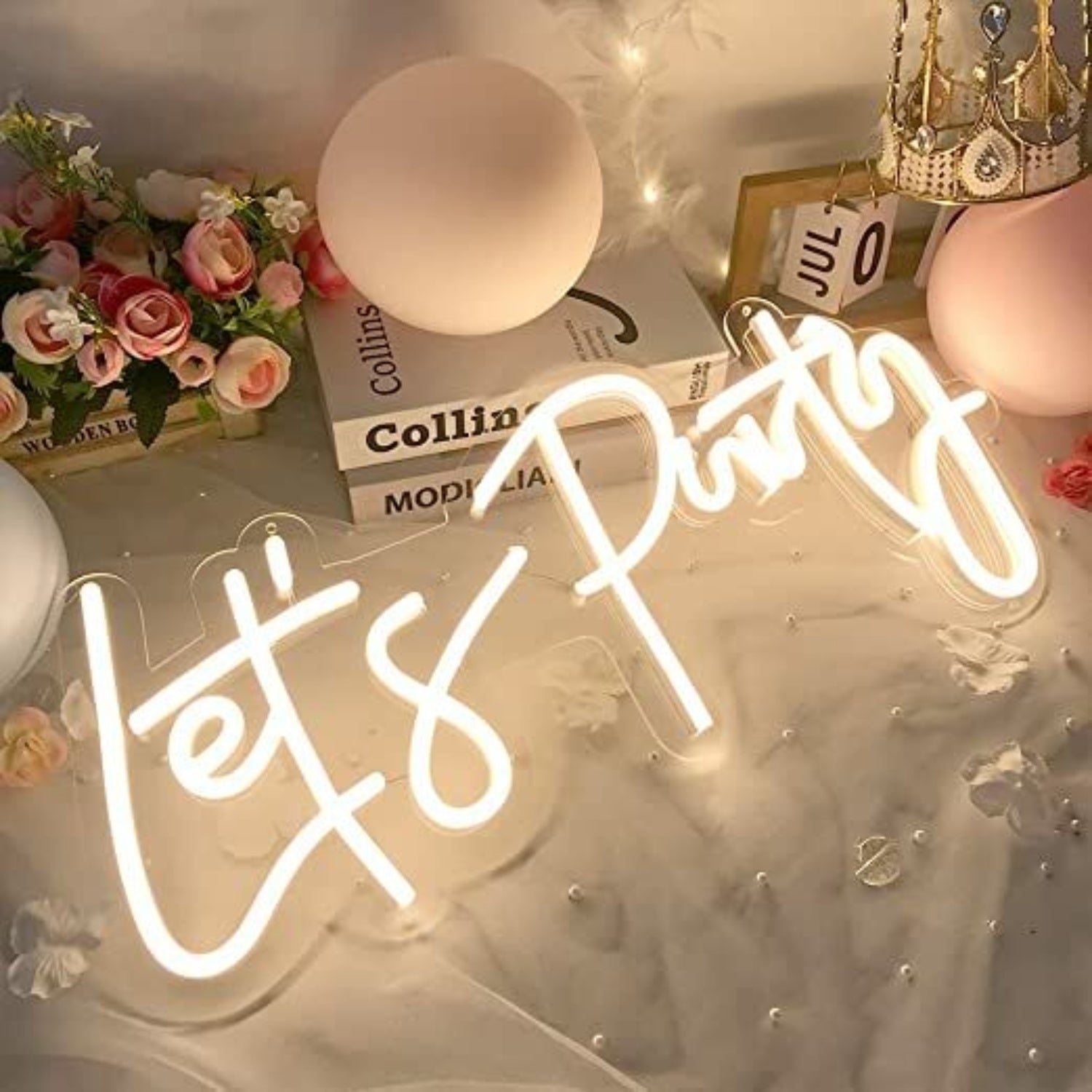 Lets Party Neon Sign For Christmas Warm White Wall Decor | Shineneon
