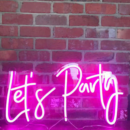 Lets Party Pink LED Neon Sign for Wedding Party Decor | Shineneon