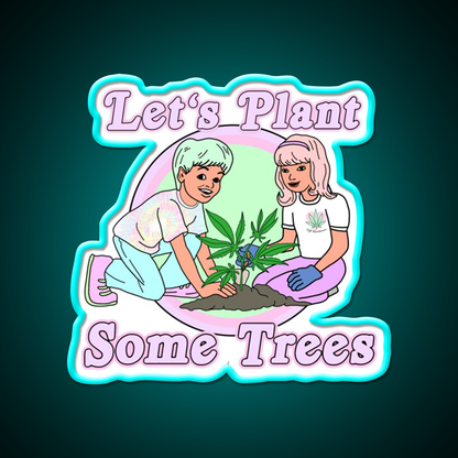Lets Plant Some Trees Hemp Inspired Green Leaf Led Neon Sign Rgb Color - Size and dimension reference