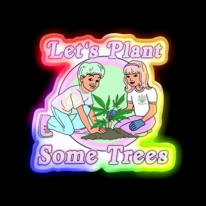 Lets Plant Some Trees Hemp Inspired Green Leaf Led Neon Sign Rgb Color - LED neon sign close-up detail