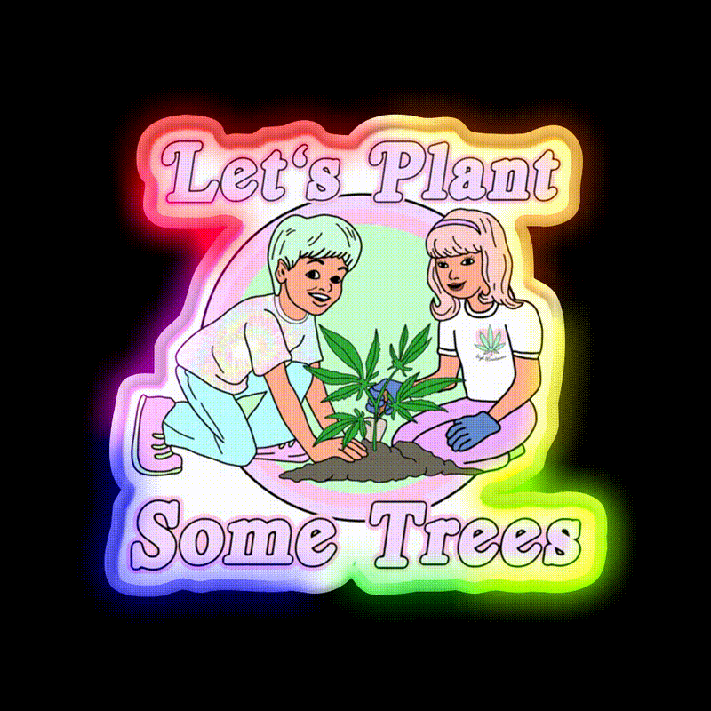 Lets Plant Some Trees Hemp Inspired Green Leaf Led Neon Sign Rgb Color - LED neon sign close-up detail