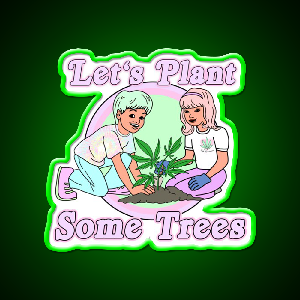 Lets Plant Some Trees Hemp Inspired Green Leaf Led Neon Sign Rgb Color - LED neon sign view 8
