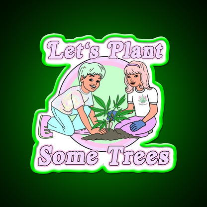 Lets Plant Some Trees Hemp Inspired Green Leaf Led Neon Sign Rgb Color - LED neon sign view 8