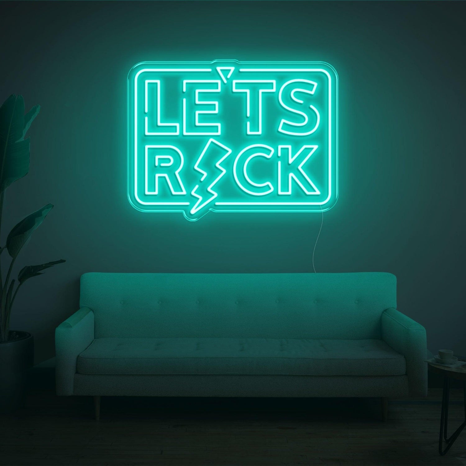 Lets Rock Blue Lightning Led Neon Sign For Living Room Lounge | Shineneon