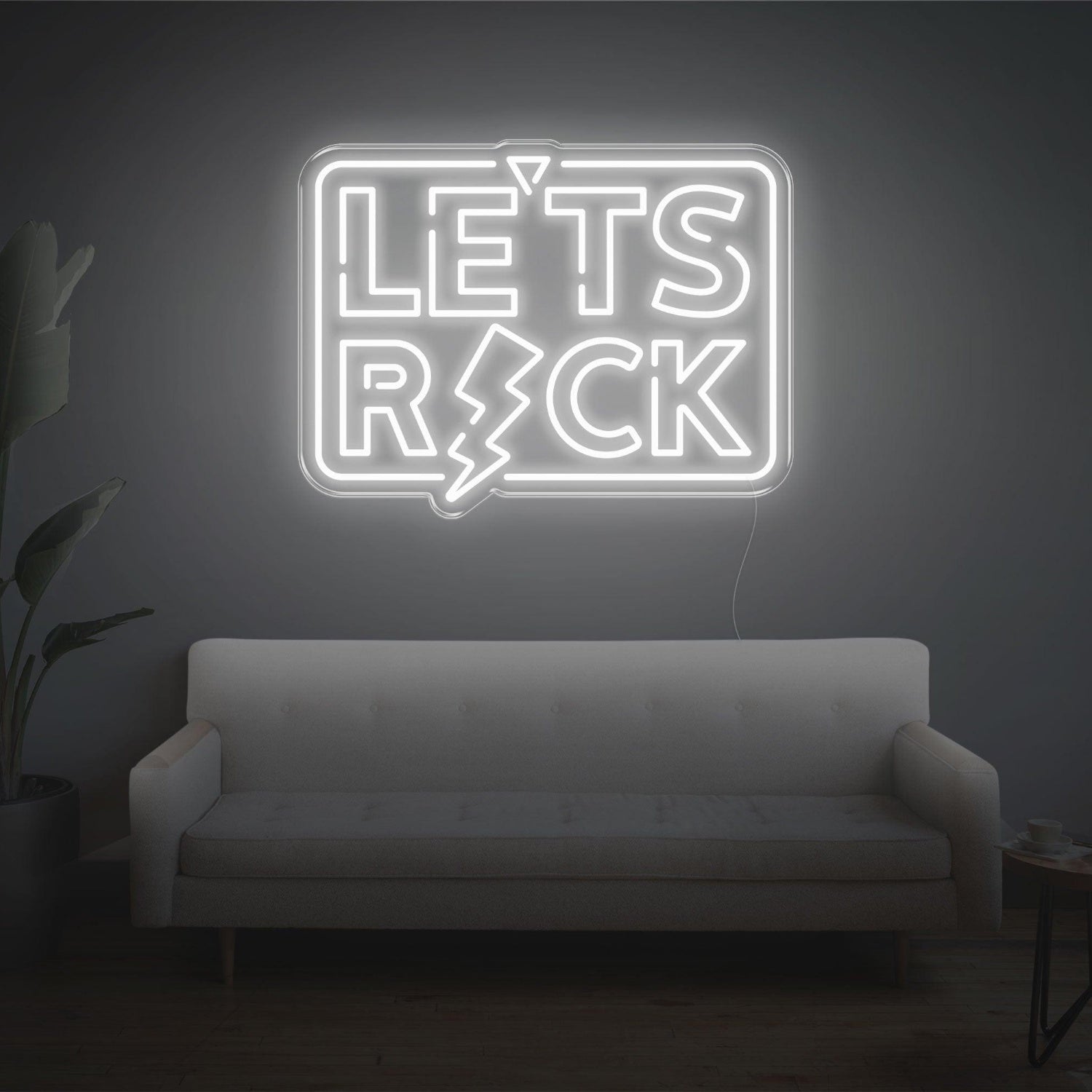 Lets Rock Blue Lightning Led Neon Sign For Living Room Lounge | Shineneon
