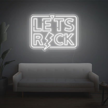 Lets Rock Blue Lightning Led Neon Sign For Living Room Lounge | Shineneon