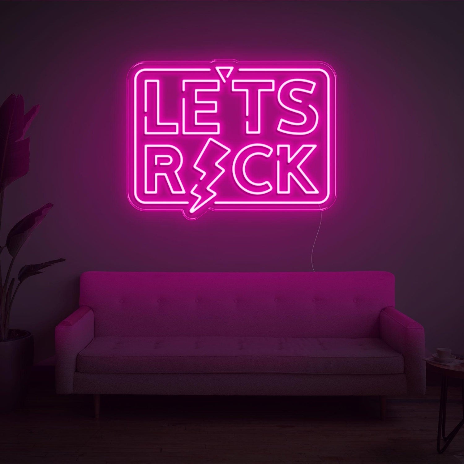 Lets Rock Blue Lightning Led Neon Sign For Living Room Lounge | Shineneon