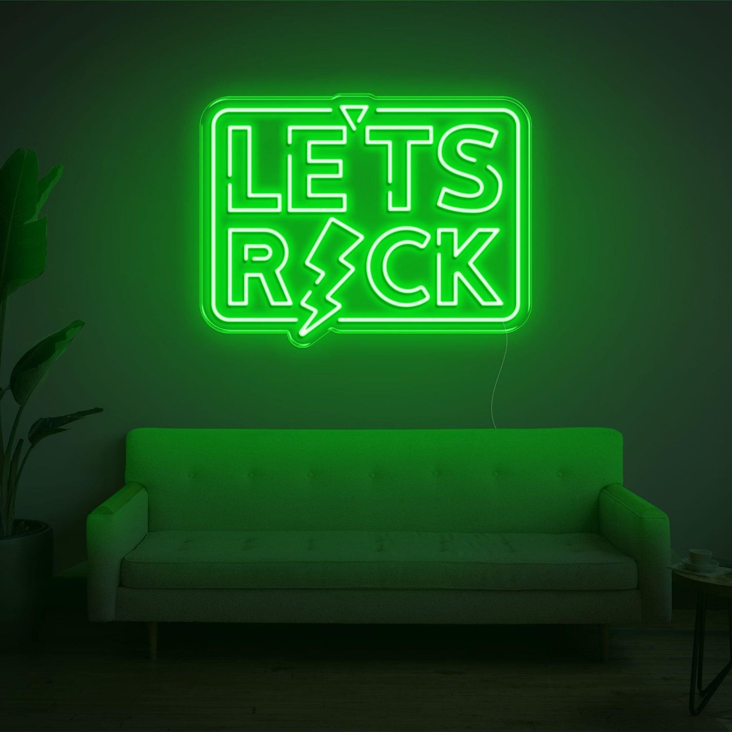 Lets Rock Blue Lightning Led Neon Sign For Living Room Lounge | Shineneon
